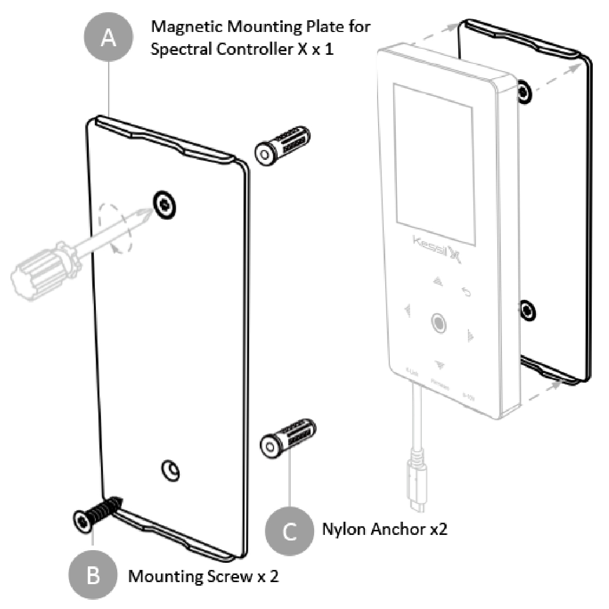Abbildung von KSP013, Magnetic Mount Plate for Spectral X Controller